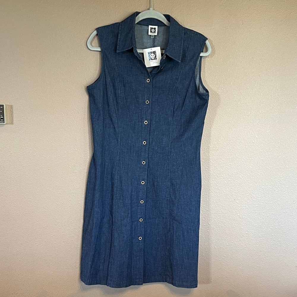 Anne Klein Denim Sleeveless Midi Dress